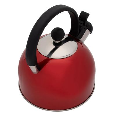 Chaleira Inox Vermelha Com Apito 2 Litros Mimo Style Bule De Chá Para Ferver Água Jarra Portátil Com Alça