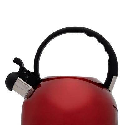 Chaleira Inox Vermelha Com Apito 2 Litros Mimo Style Bule De Chá Para Ferver Água Jarra Portátil Com Alça