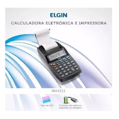 Calculadora Bobina Mesa Eletrônica Impressora 12 Dígitos - MA 5111