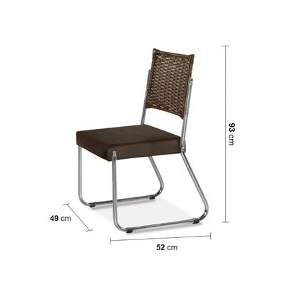 Mesa de Jantar Aço Nobre Claudia com Tampo Kanon e 4 Cadeiras Nogal/Chocolate/Marrom
