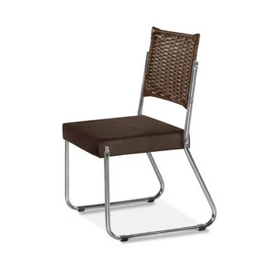 Mesa de Jantar Aço Nobre Claudia com Tampo Kanon e 4 Cadeiras Nogal/Chocolate/Marrom