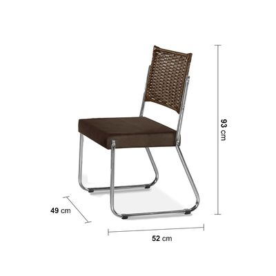 Mesa de Jantar Aço Nobre Claudia com Tampo Kanon e 4 Cadeiras Preto/Chocolate/Marrom