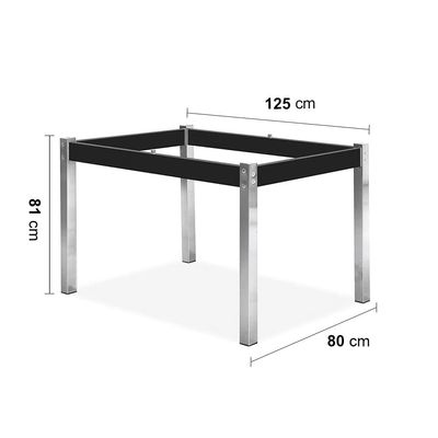 Mesa de Jantar Aço Nobre Claudia com Tampo Kanon e 4 Cadeiras Preto/Chocolate/Marrom