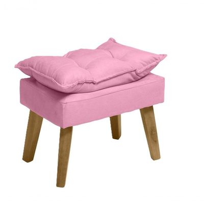 Puff Banqueta Decorativa Glamour Com Pés Quadrado Rosê