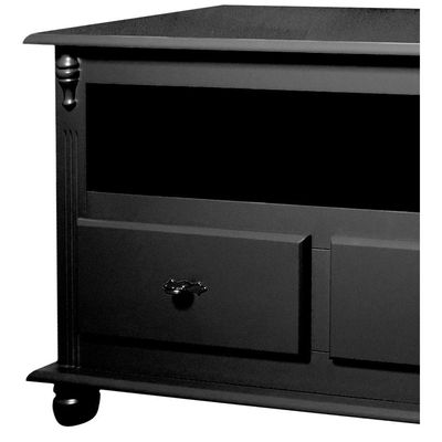 Rack 3 Gavetas Nicho e Tampo de Madeira 501 Laca Preta