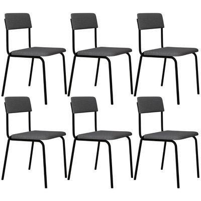 Kit 06 Cadeiras Estofada Para Sala De Jantar Sense Preto C01 Linho Cinza Claro - Lyam Decor