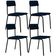 Kit 04 Cadeiras Estofada Para Sala De Jantar Sense Preto C01 Linho Azul Escuro - Lyam Decor