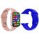Kit 1 Smartwatch Iwo9 Rosa + 1 Pulseira Extra Azul Escuro