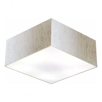 Plafon Quadrado Vivare Md-3053 Cúpula Em Tecido 21/60x60cm - Bivolt Linho Bege 127/220v