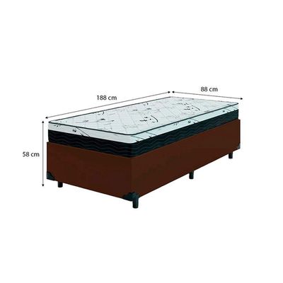 Cama Box Solteiro 88 Sintético Marrom Com Colchão Espuma D33 One Face - Bello Box - 58x88x188