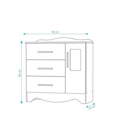 Cômoda Clara 1 Porta 3 Gavetas - Moveis Peroba Branco Brilho