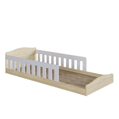 Cama Infantil de Chão Montessoriana Solteiro Colchão Proteção Carvalho Araguaia