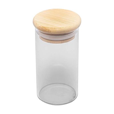 Porta Mantimento Vidro Borossilicato com Tampa Bambu Elegante Wolff 120ml Transparente