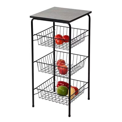 Fruteira Utimil com 3 Cestos Preta Preto