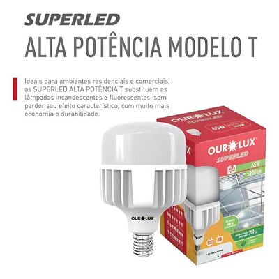 Lâmpada Super Led Alta Potência T Bivolt 100w 6500k - E27 - Ourolux Lampada Superled Alta Pot T 100w Biv 6500k E27