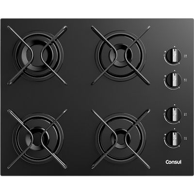 Cooktop 4 Bocas CD060BE a Gás Mesa de Vidro Temperado Consul Preto / Bivolt