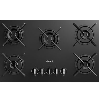Cooktop 5 Bocas CD075BE a Gás Mesa de Vidro Temperado Consul Preto / Bivolt
