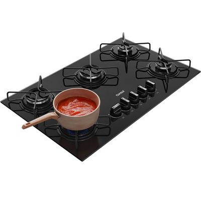 Cooktop 5 Bocas CD075BE a Gás Mesa de Vidro Temperado Consul Preto / Bivolt