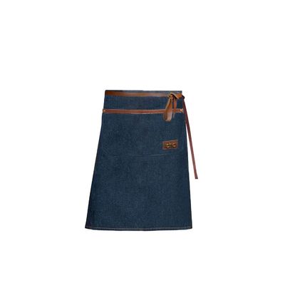 Avental de Cintura Jeans e Couro Barista Chef Bartender 1un