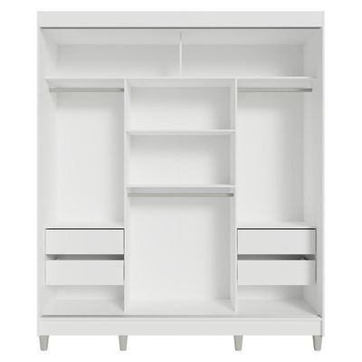 Guarda-roupa Casal Com Pés 3 Portas De Correr Com Espelho Branco/cinza Reno Madesa