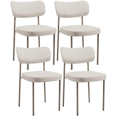 Kit 04 Cadeiras Decorativa Estofada Para Sala de Jantar Melina Base Arena L02 Linho Cru - Lyam Decor