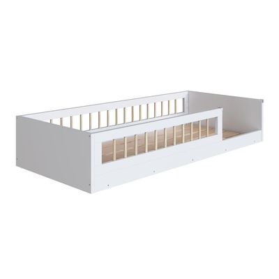Cama Infantil de Chão com Colchão Montessoriana Solteiro Proteção Branca
