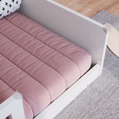 Cama Infantil de Chão com Colchão Montessoriana Solteiro Proteção Branca