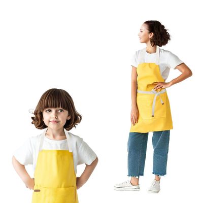 Avental Infantil e Adulto Amarelo Algodao Cozinha Artes Pais e Filhos