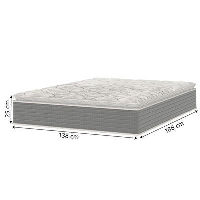 Colchão Casal Molas Ensacadas Pillow Top 138x188x25cm Martino Cinza Umaflex Cinza