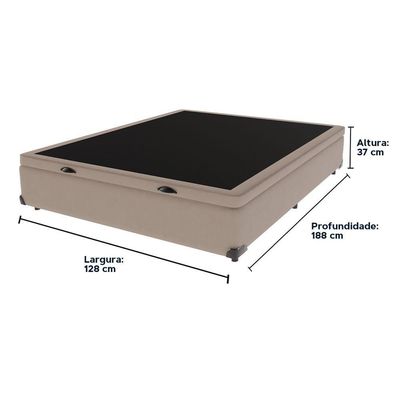 Base Box Com Baú Bege Viúvo 128cm De Madeira Kazamix
