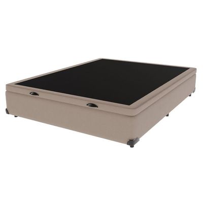 Base Box Com Baú Bege Viúvo 128cm De Madeira Kazamix