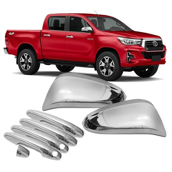 Aplique Capa Cromada Retrovisor Maçanetas Toyota Hilux 2020 Aplique Capa Cromada Retrovisor Maçanetas Toyota Hilux 2020