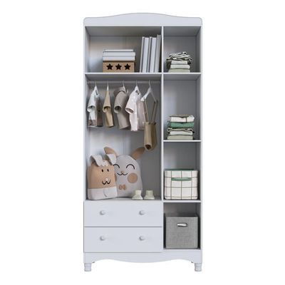 Guarda-roupa Infantil 3 Portas E 2 Gavetas Com Nichos E Cabideiro Para Quarto De Bebê Branco