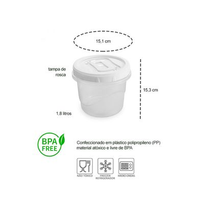 Pote Cafe e Erva Mate Porta Mantimentos 1,8L Plastico 2un
