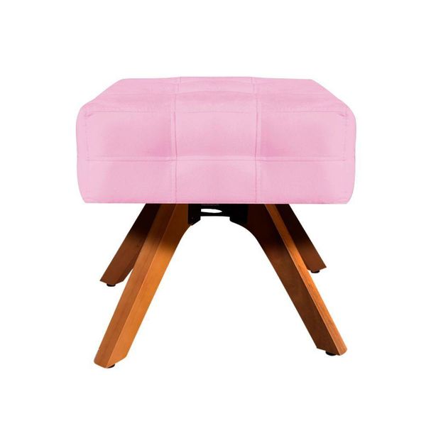 Puff Giratório Elisa Suede Base Madeira Mm30 Rosa Bebê