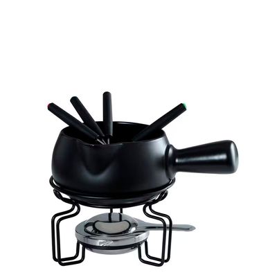 Aparelho de Fondue Queijo Cerâmica 8 Peças Fracalanza Preto