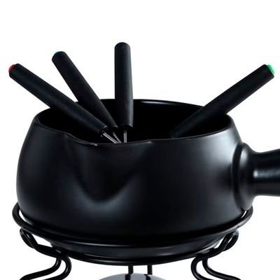 Aparelho de Fondue Queijo Cerâmica 8 Peças Fracalanza Preto