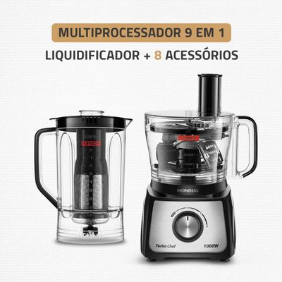 Multiprocessador Turbo Chef 9 em 1 Mondial Preto 1000W MPN-01-BF 220