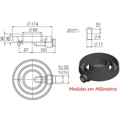 Queimador Duplo 1 Cano Fogão Industrial Ferro Fundido 17,4cm