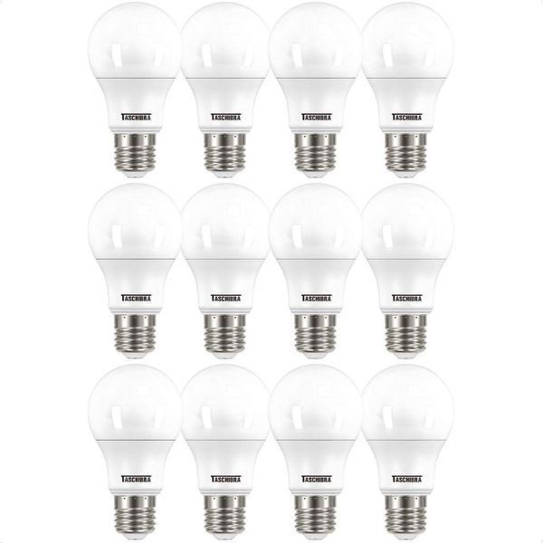 Kit 12 Lâmpadas Led Bulbo Tkl 9w Taschibra E27 Bivolt 6500k Frio