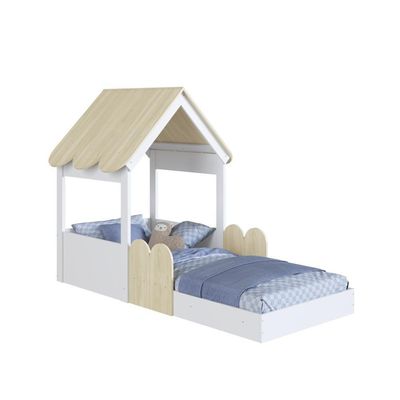 Cama Infantil Montessoriana Casinha Com Colchão E Telhado Em Mdp Carvalho Araguaia