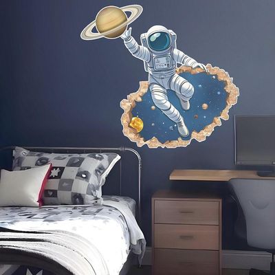 Adesivo De Parede Decorativo Astronauta Universo Em Casa