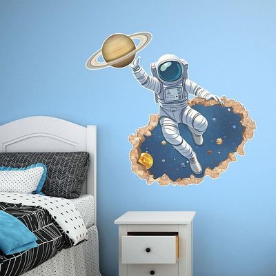 Adesivo De Parede Decorativo Astronauta Universo Em Casa