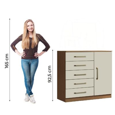 Cômoda Sapateira Multiuso 5 Gavetas 1 Porta Milão Aramóveis Madeir/off