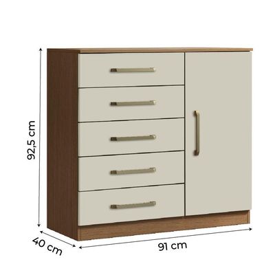 Cômoda Sapateira Multiuso 5 Gavetas 1 Porta Milão Aramóveis Madeir/off