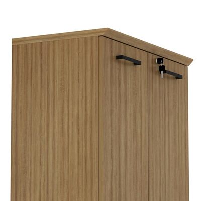Armário Escritório 2 Portas 155,8cm com Chave 3 Prateleiras ME4198 Amêndoa