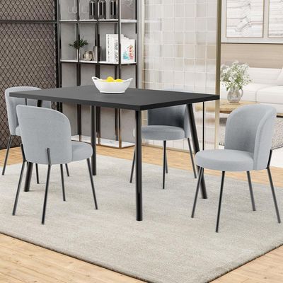 Kit 4 Cadeiras Sala de Jantar Estofada Gavi L02 Bouclê Cinza - Lyam Decor