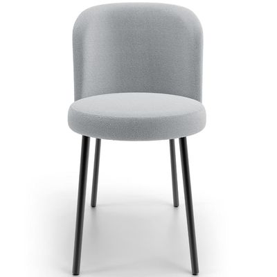 Kit 4 Cadeiras Sala de Jantar Estofada Gavi L02 Bouclê Cinza - Lyam Decor