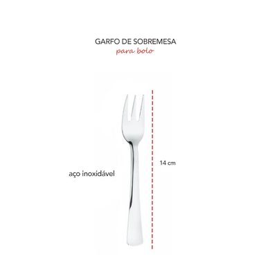 Garfo de Sobremesa para Bolo Aço Inox Talheres Toronto 6un