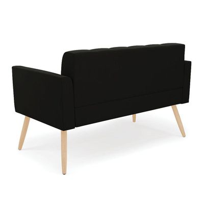 Sofá Namoradeira Elisa Suede Pés Palito Natural - D'rossi Cor Preto